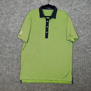 RLX Ralph‎ Lauren Shirt Mens Large Green Striped Golf Performance Stretch